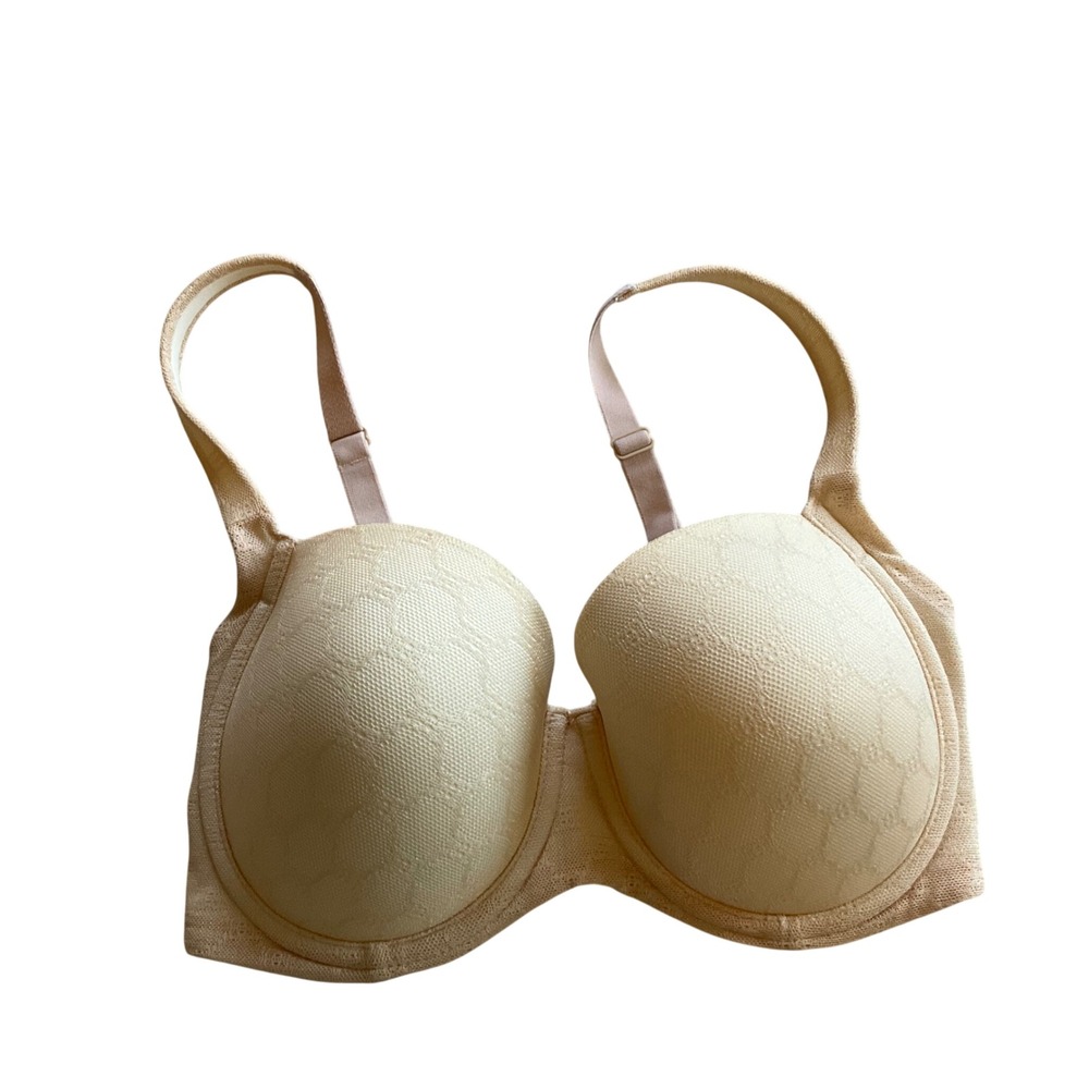 Soma Stunning Support Full Coverage Bra Womens 32DD Tan Geo Lace 042201